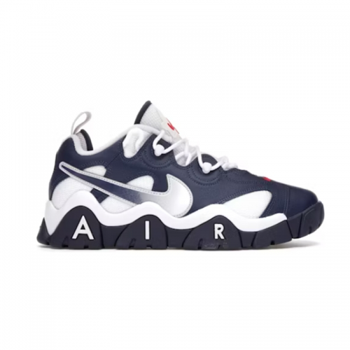 Nike Air Barrage Low Chunky Sneakers Navy and White