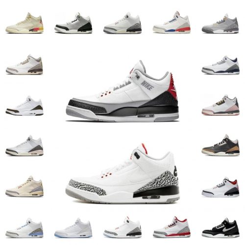 Jordan Air Jordan 3 Retro Classic Basketball Sneakers White and Black