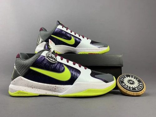 Nike Kobe 5 Protro Basketball Sneakers Purple and Neon Green