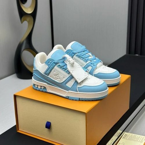 Louis Vuitton LV Trainer Chunky Sneakers Light Blue and White