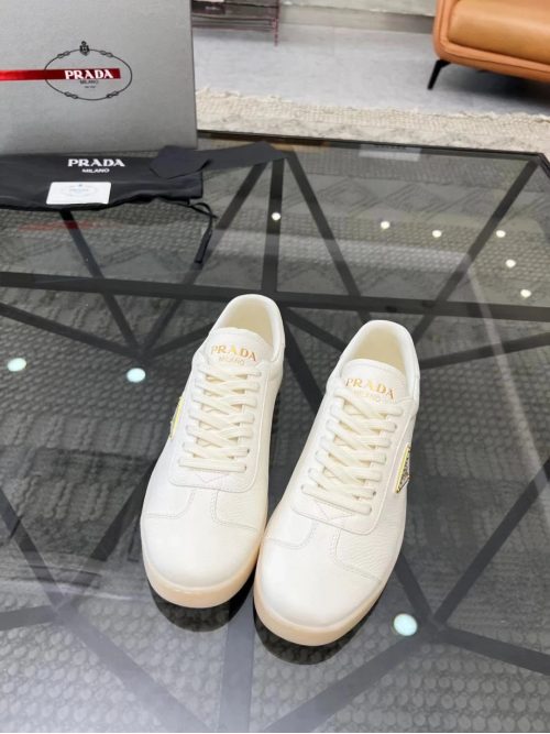 Prada Leather Low Top Sneakers White