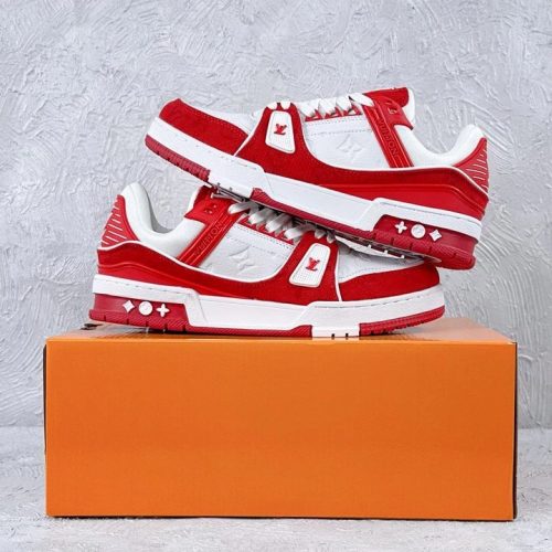 Louis Vuitton LV Trainer Sneaker Chunky Low Top Sneakers Red and White