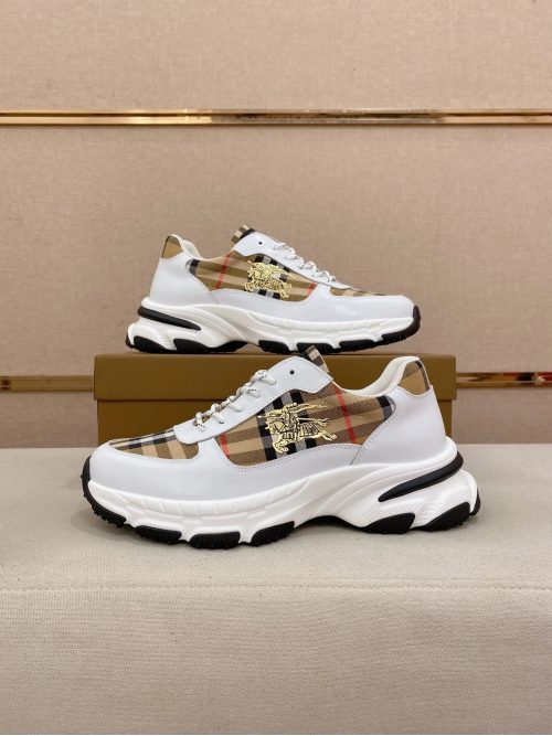 Burberry Check Print Chunky Sneakers White and Beige