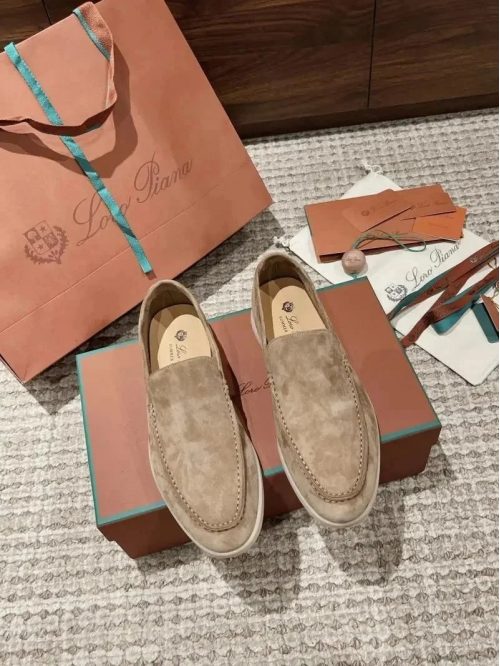 Loro Piana Summer Walk Suede Loafers Beige