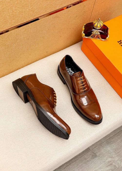 Hermes Cap-Toe Oxford Formal Shoes Brown