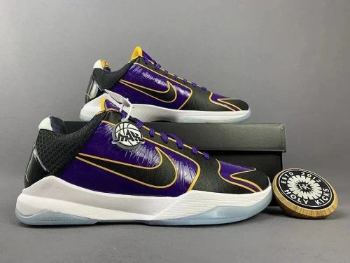 Nike Kobe 5 Protro Lakers Basketball Sneakers Purple and Black