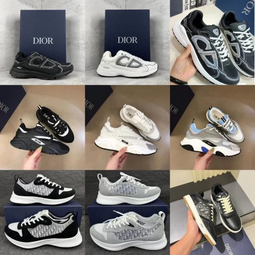 Dior B30 Chunky Sneakers Mesh and Leather Black and White