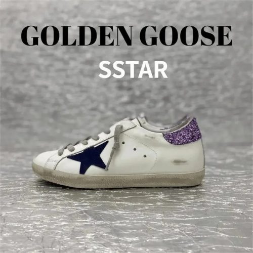 Golden Goose Super-Star Distressed Sneakers White and Purple