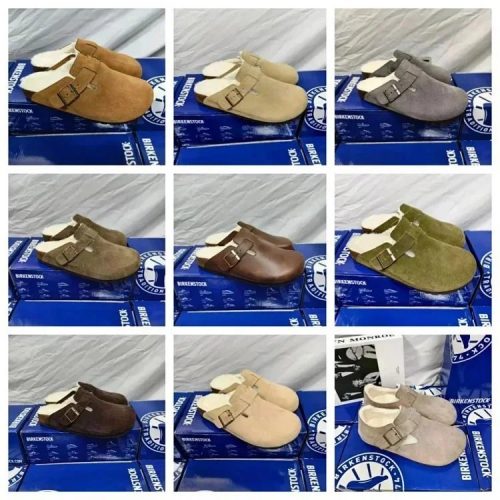 Birkenstock Boston Shearling Suede Clogs Multicolor