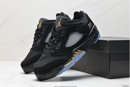 Jordan Air Jordan 5 Low Retro Sneakers Black and Gold