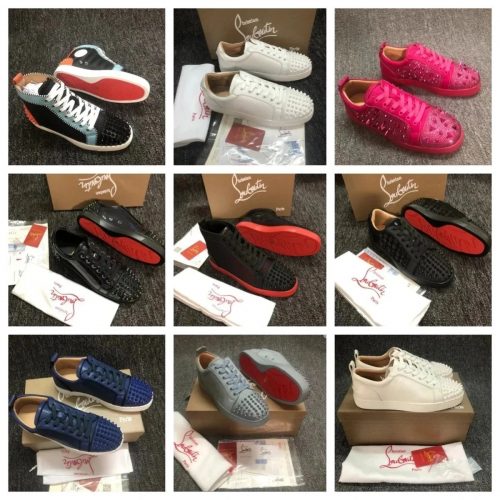 Christian Louboutin CL Louis Junior and Louis Spikes Studded Sneakers Multicolor