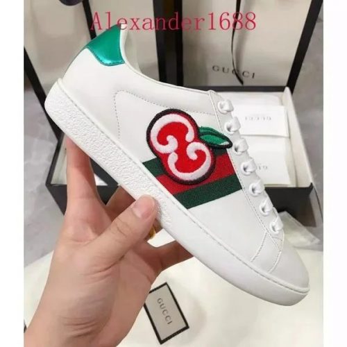 Gucci Ace Cherry Embroidered Leather Sneakers White