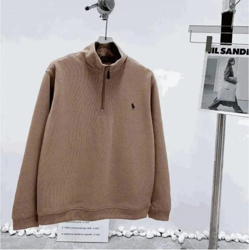 Ralph Lauren Quarter-Zip Pullover Knit Sweater Beige