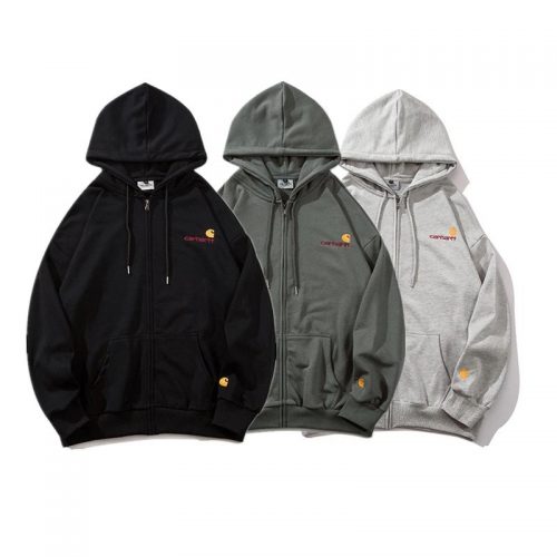 Carhartt Embroidery Zip-Up Casual Hoodie Multicolor