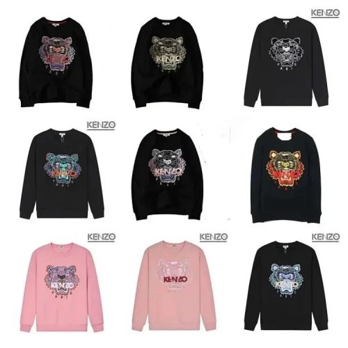 Kenzo Tiger Embroidery Graphic Sweatshirt Black and Pink