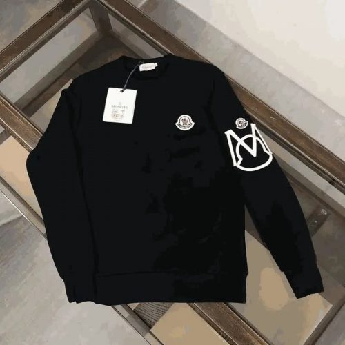 Moncler Graphic Print Cotton Sweatshirt Black