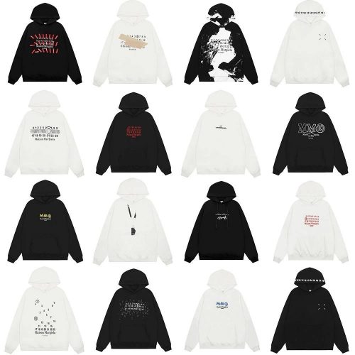 Maison Margiela MM6 Graphic Print Oversized Hoodie Black and White