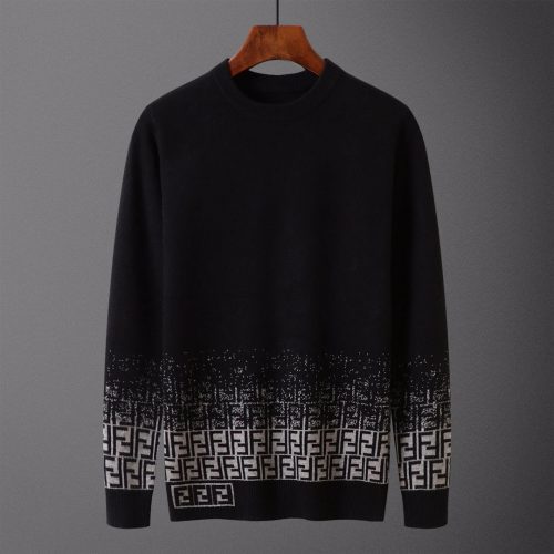 Fendi FF Pattern Knit Crewneck Sweater Black