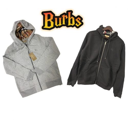 Burberry Check Lined Zip-Up Hoodie Casual Sweatshirt Gray and Black