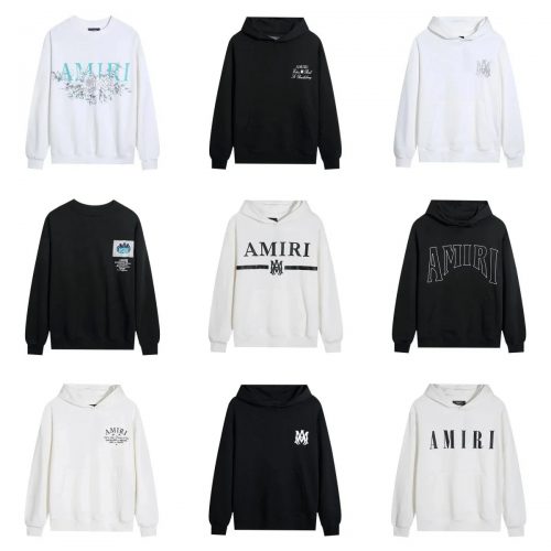 Amiri Graphic Print Cotton Hoodies and Sweatshirts Black and White