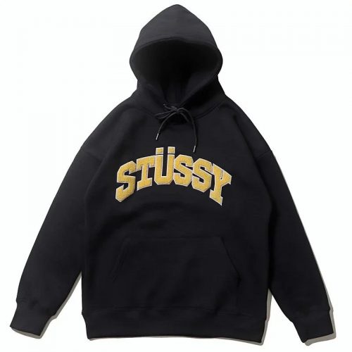 Stussy Applique Arch Oversized Hoodie Black
