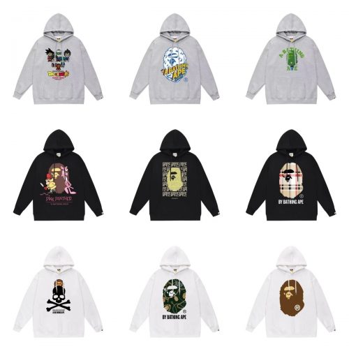 A Bathing Ape BAPE Graphic Print Streetwear Hoodie Multicolor