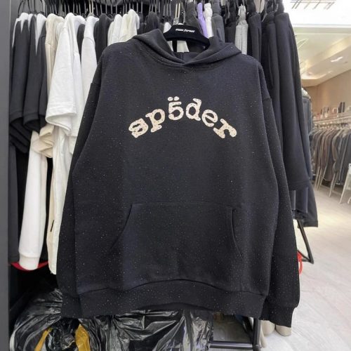 Sp5der Web Hoodie Oversized Streetwear Sweatshirt Black