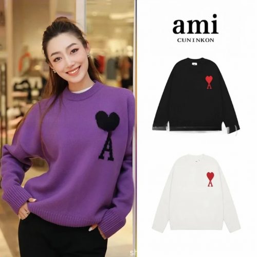 Ami Paris Heart A Casual Sweater Purple