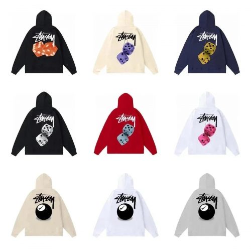 Stussy Dice and 8 Ball Graphic Streetwear Hoodie Multicolor