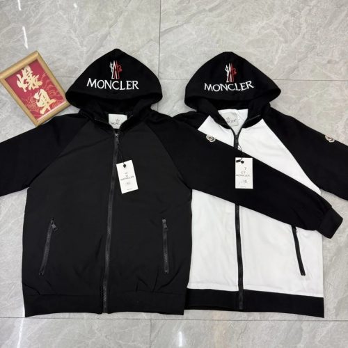Moncler Zip-Up Hoodie Casual Jacket Black and White