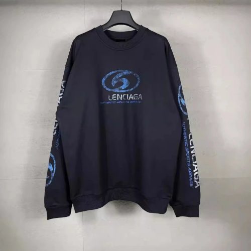 Balenciaga Authentic Sports Apparel Oversized Crewneck Sweatshirt Black
