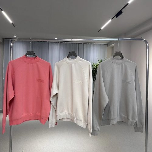 Fear of God Essentials Mock Neck Oversized Sweatshirt Pink Beige and Gray
