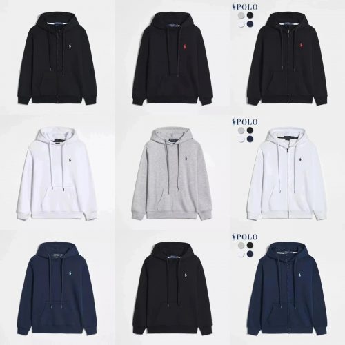 Polo Ralph Lauren PRL Classic Fit Zip-Up Hoodie Cotton Sweatshirt Multicolor