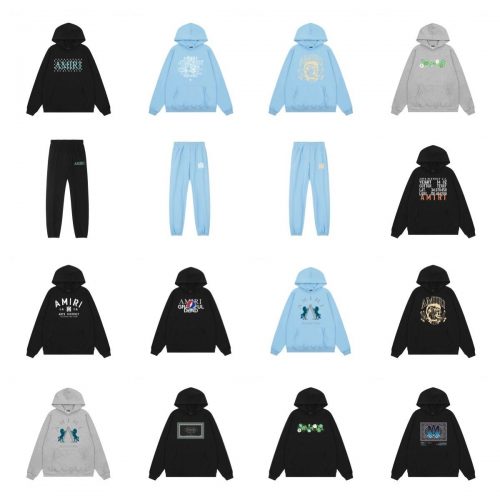 Amiri Graphic Print Cotton Hoodie and Sweatpants Collection Multicolor