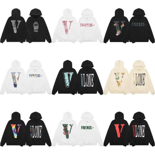 Vlone Graphic Print Streetwear Hoodie Multicolor