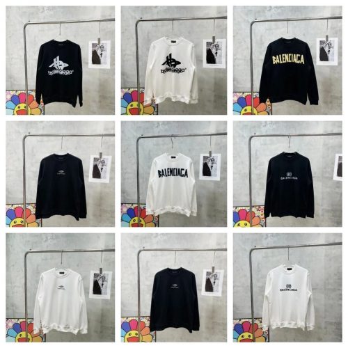 Balenciaga Graphic Print Crewneck Sweatshirt Black and White