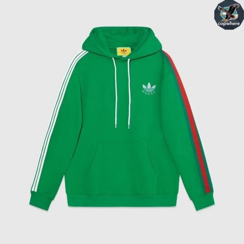 Gucci Adidas Trefoil Oversized Hoodie Green