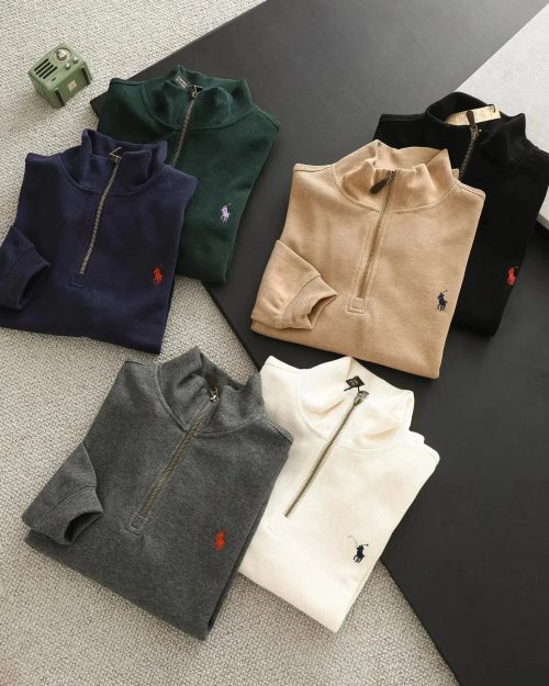 Ralph Lauren Quarter-Zip Ribbed Pullover Sweater Multicolor