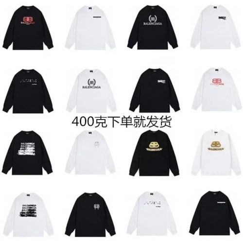 Balenciaga Graphic Print Oversized Long Sleeve Shirt Black and White