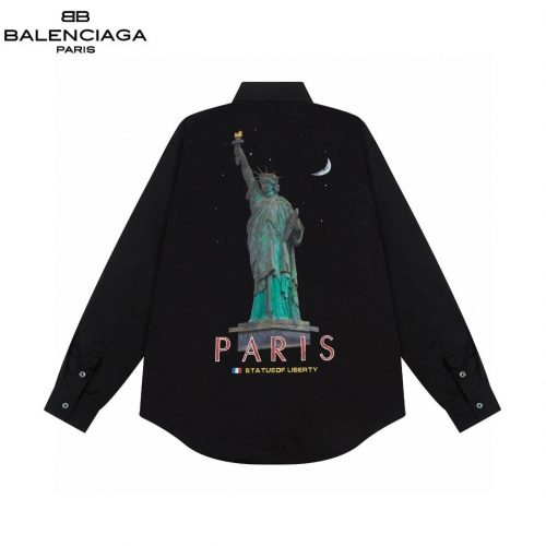 Balenciaga Statue of Liberty Graphic Cotton Button-Down Shirt Black