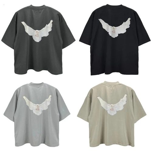 Yeezy Gap Oversized Dove Print T-Shirt Casual Cotton Tee Multicolor
