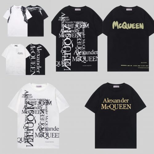 Alexander McQueen AMQ Graphic Logo Print Cotton T-Shirt Black and White