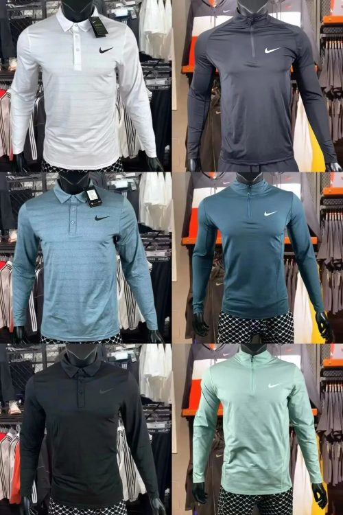 Nike Dri-FIT Long Sleeve Performance Polo and Quarter Zip Shirts Multicolor