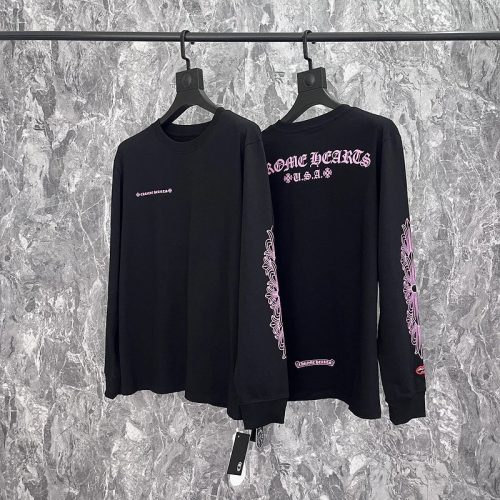 Chrome Hearts Graphic Print Cotton Long Sleeve Shirt Black