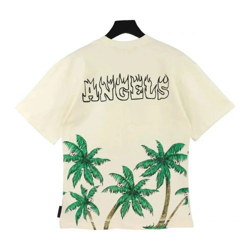Palm Angels Palm Tree Graphic Cotton T-Shirt Beige