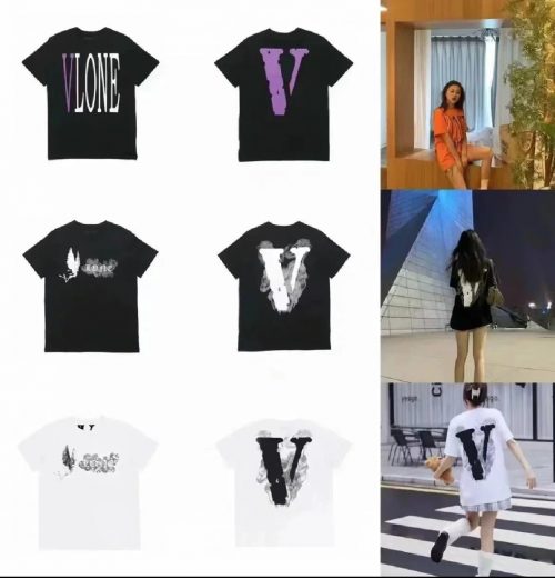 VLONE V Smoke Graphic Streetwear T-Shirt Black and White