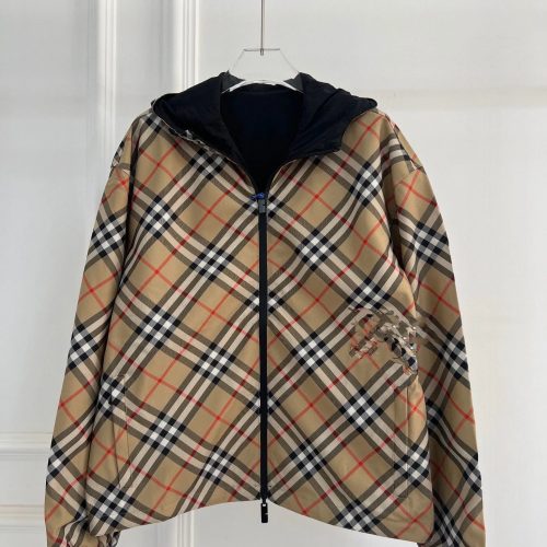Burberry Check Reversible Hooded Jacket Beige and Black