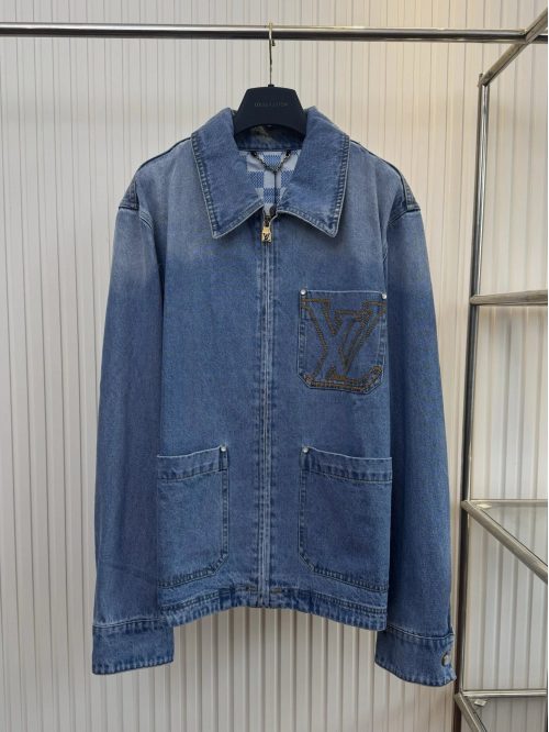 Louis Vuitton LV Denim Zip-Up Jacket Blue