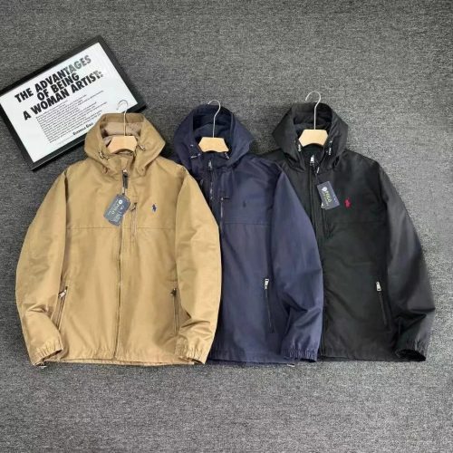 Ralph Lauren Polo Windbreaker Lightweight Jacket Beige Navy and Black