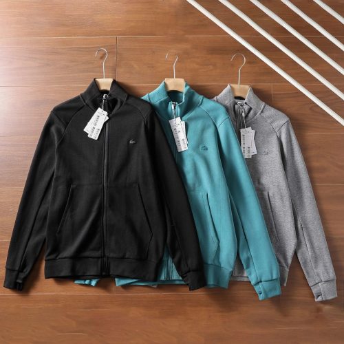 Lacoste Zip-Up Track Jacket Casual Sporty Jacket Black Blue and Gray